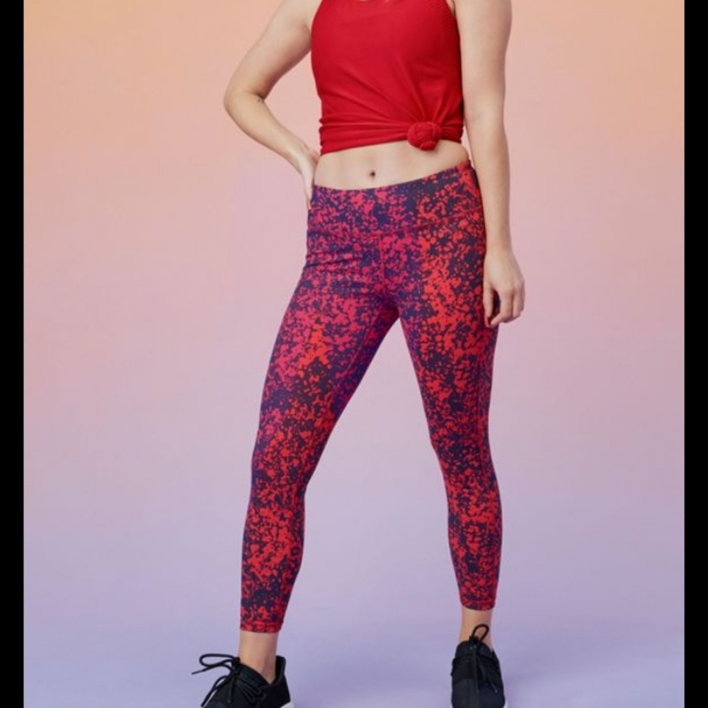 Fabletics Soft Preluxe Red Purple Climalite Speckled leggings L